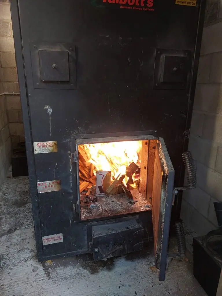 This is our sustainable wood burning heater using waste timber to provide heat to our workshop Lancashire Summerhouses-