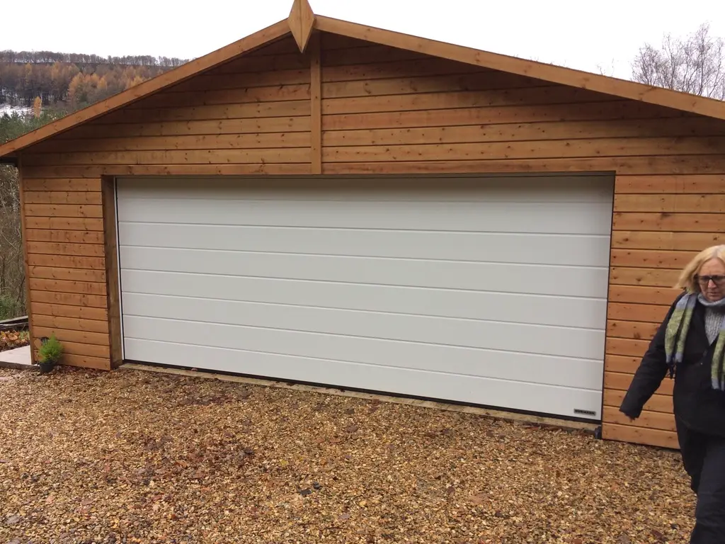 Lancashire Summerhouses- HEAVY DUTY DOUBLE TIMBER GARAGE WITH UP AND OVER STEEL DOOR