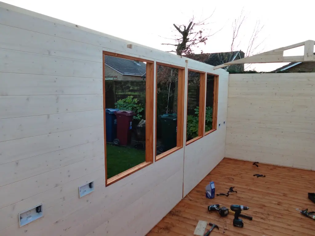 Lancashire Summerhouses-THIS IS A WINDOW SECTION OF OUR WORKSHOP BEING ASSEMBLED