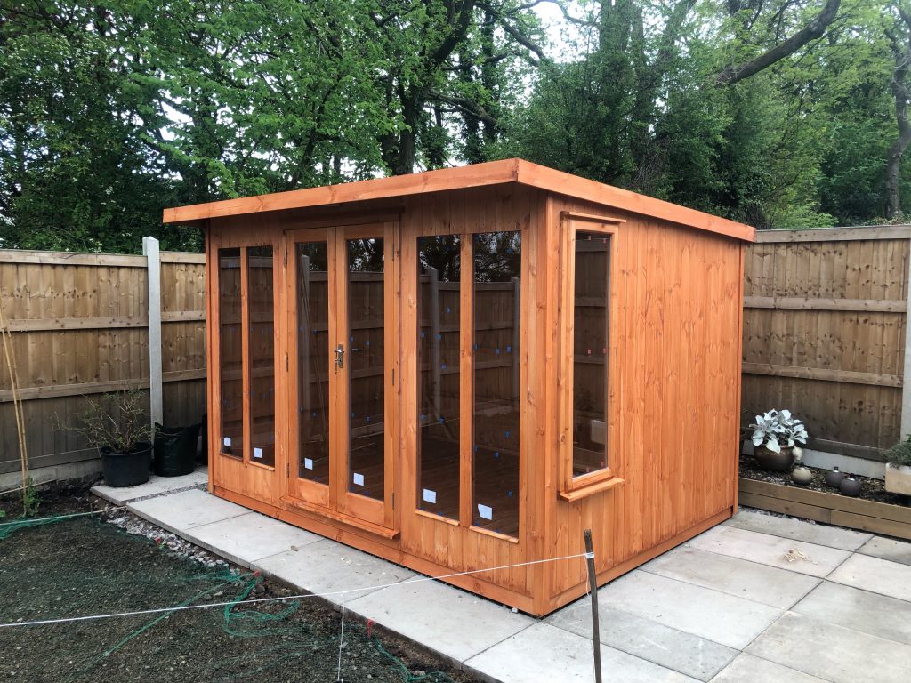 CONTEMPORARY SUMMERHOUSE / GARDEN ROOM WITH FULL LENGTH WINDOWS BY LANCASHIRE SUMMERHOUSES