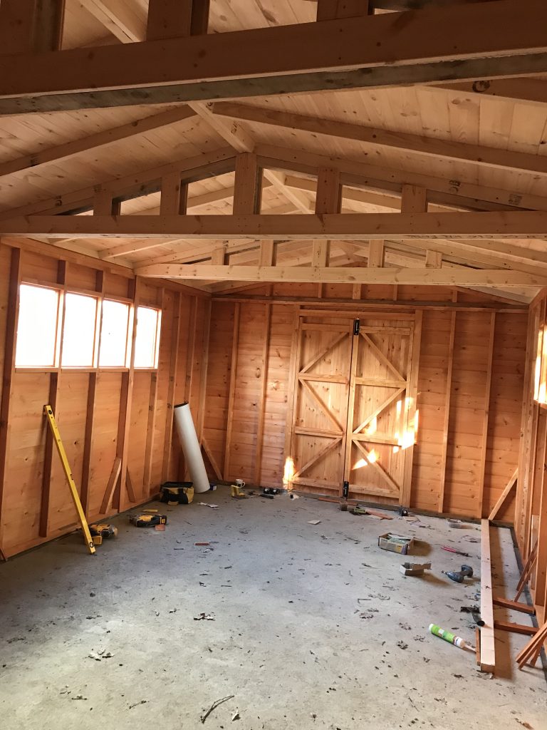 Lancashire Summerhouses- INTERIOR VIEW OF A WORKSHOP TO SHOW THE FRAMING USED