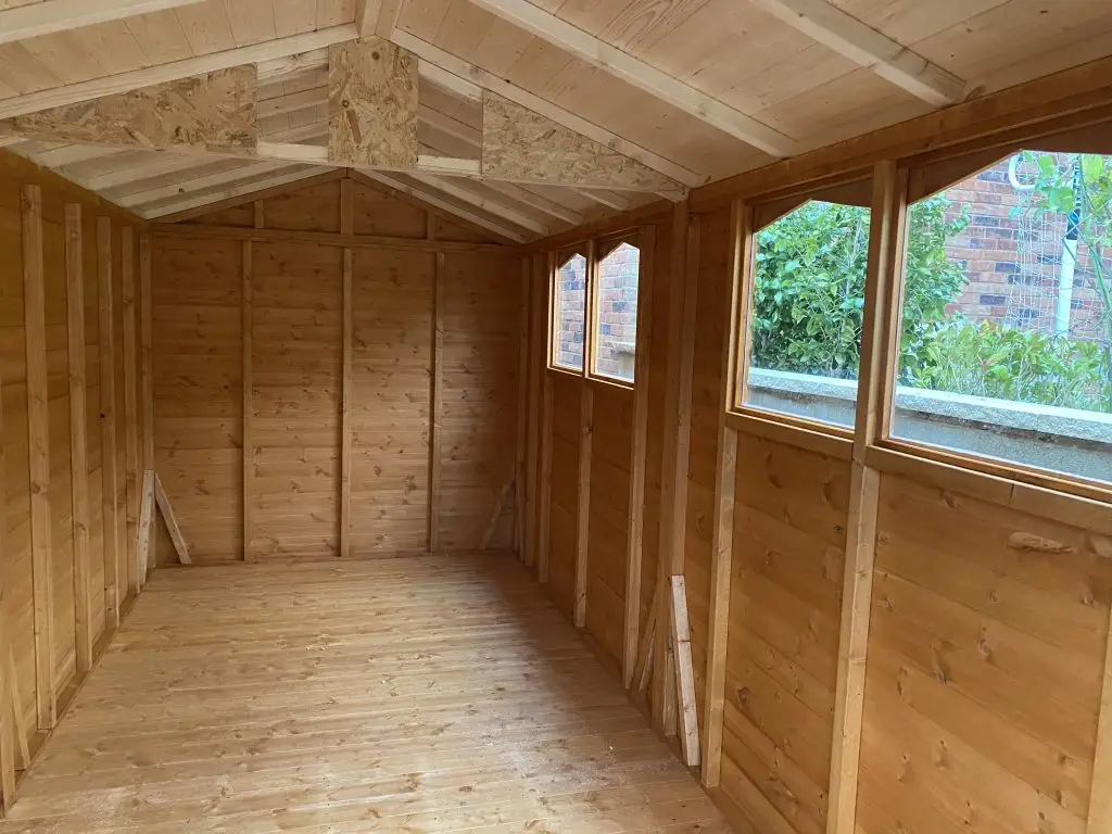 Lancashire Summerhouses- THIS PHOTO SHOWS A TIMBER WORKSHOP INTERIOR