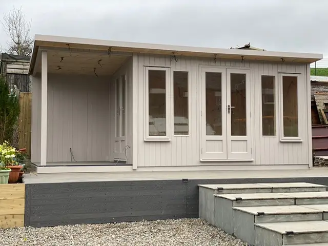 Lancashire Summerhouses Studio with out door seating area